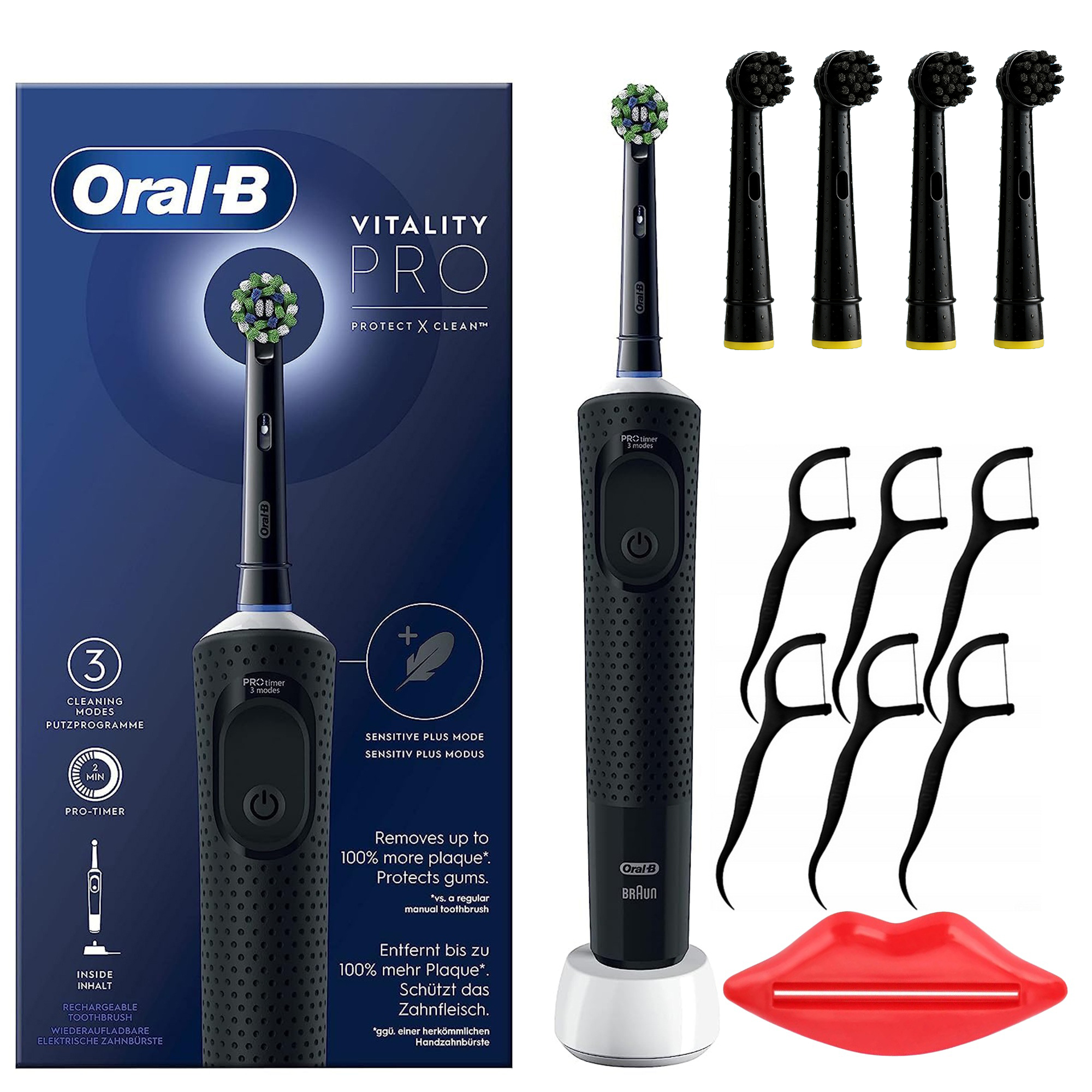Elektryczna Szczoteczka Do Zębów Oral-b Vitality Czarna Końcówki Dodatki