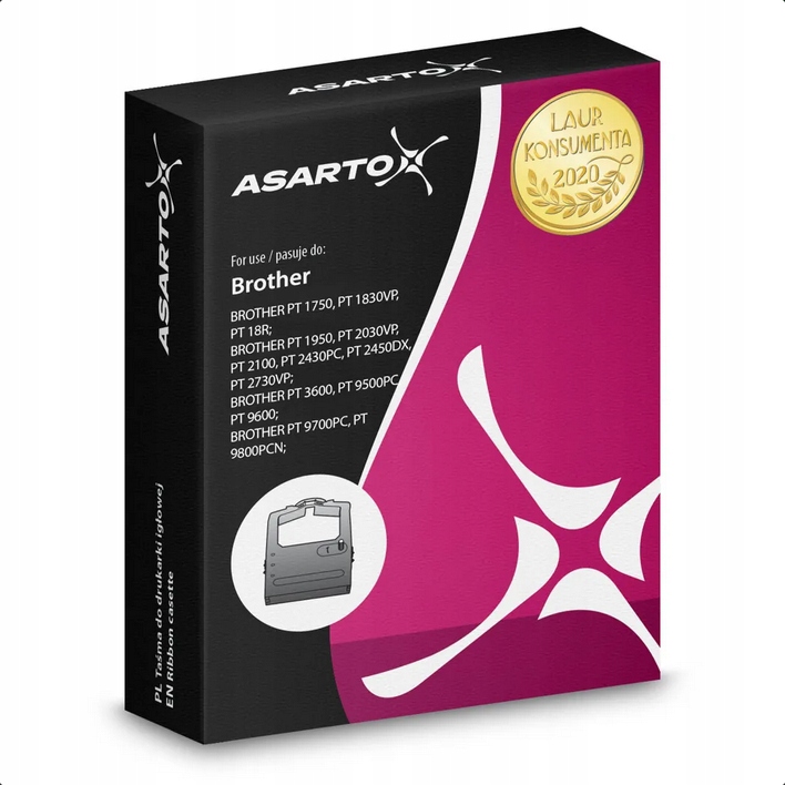 Taśma Asarto do Brother R641N TZE641 black/YL 18mm*8m