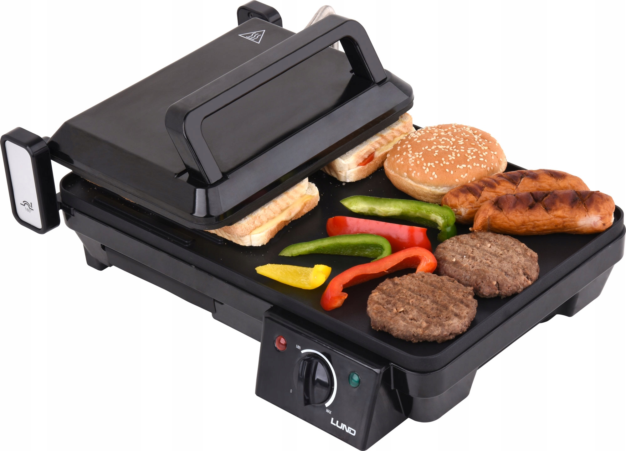 Grill Stołowy Elektryczny 2000W 2W1 40,5X25CM Lund 67455 czarny