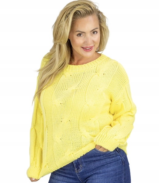 Teplý svetr s nadýchanou copánkovou vazbou Bufiaste rukávy Amelia unisize