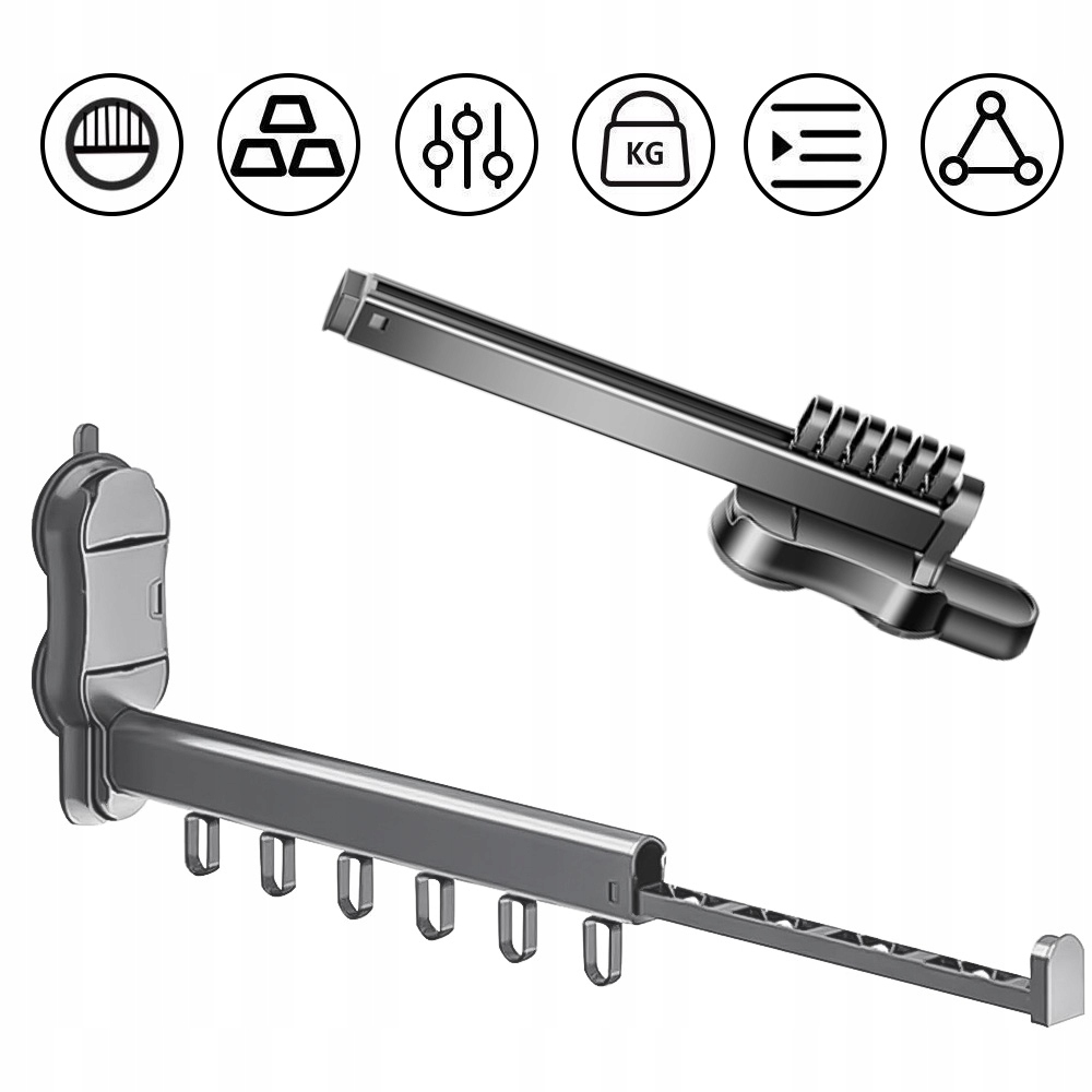 Levně Věšák Na Oblečení Se 6 Háčky, Bez Vrtání, Skládací