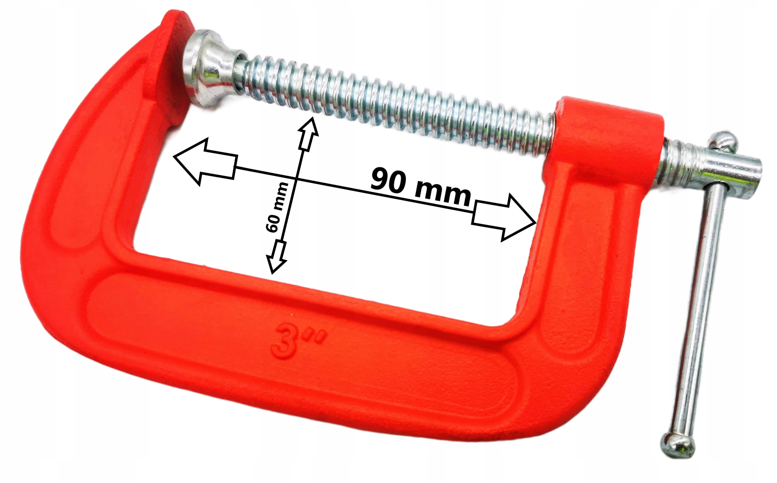 ŚCISK STOLARSKI ZACISK ŚRUBOWY MODELARSKI C 75mm WARSZTATOWY UNIWERSALNY Wysokość szczęk 60 mm