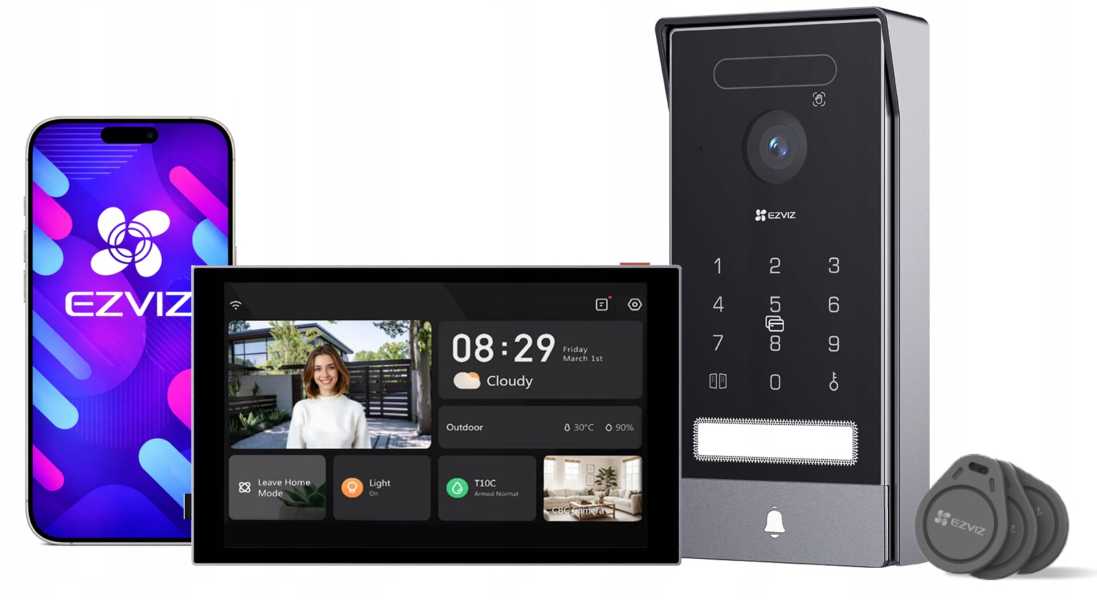 Videovrátnik WiFi HP7 Pro Ezviz Rozpoznávanie Tváre Ruky Kľúčenky Kód