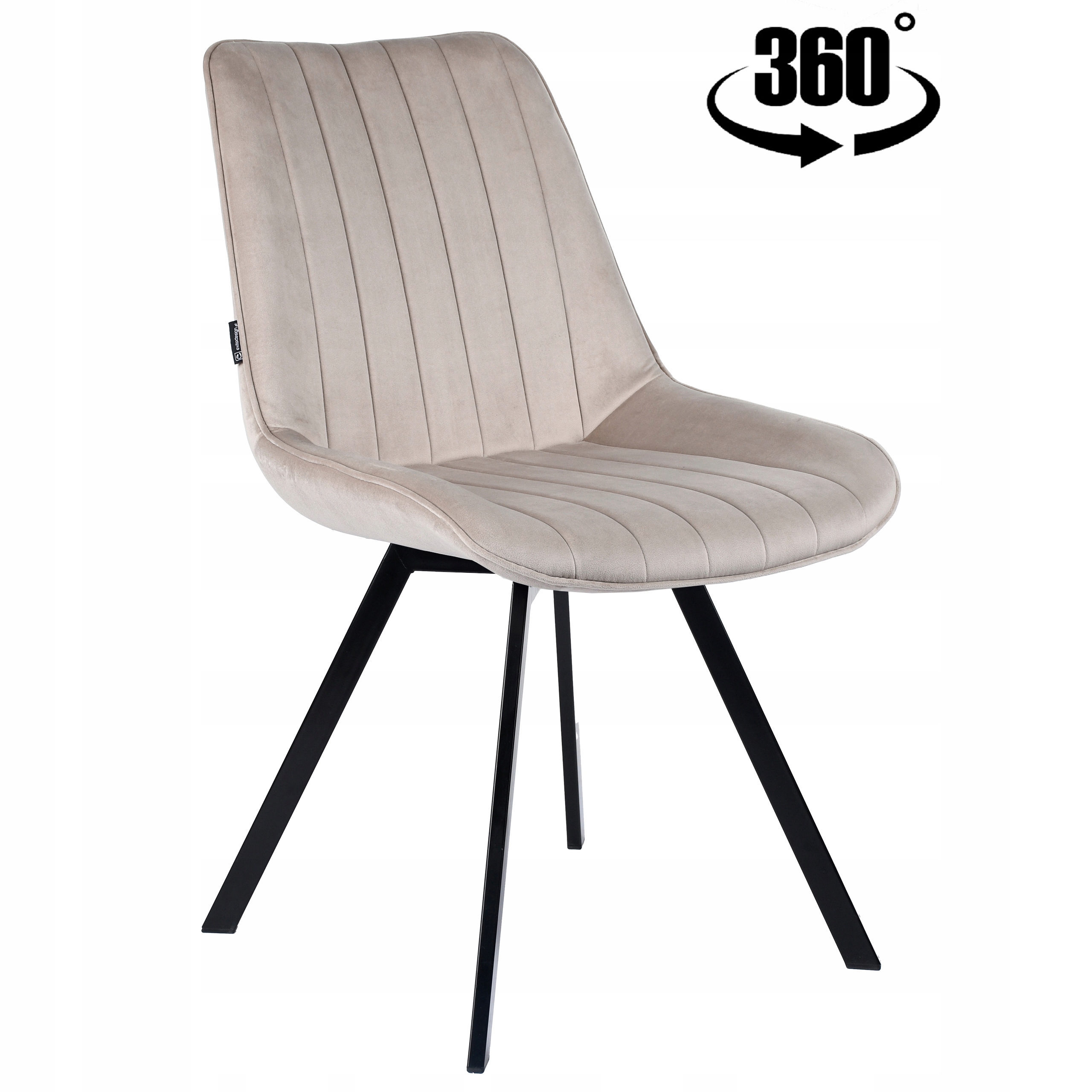 Krzesło obrotowe tapicerowane welurowe beżowe do salonu jadalni Lapo 2