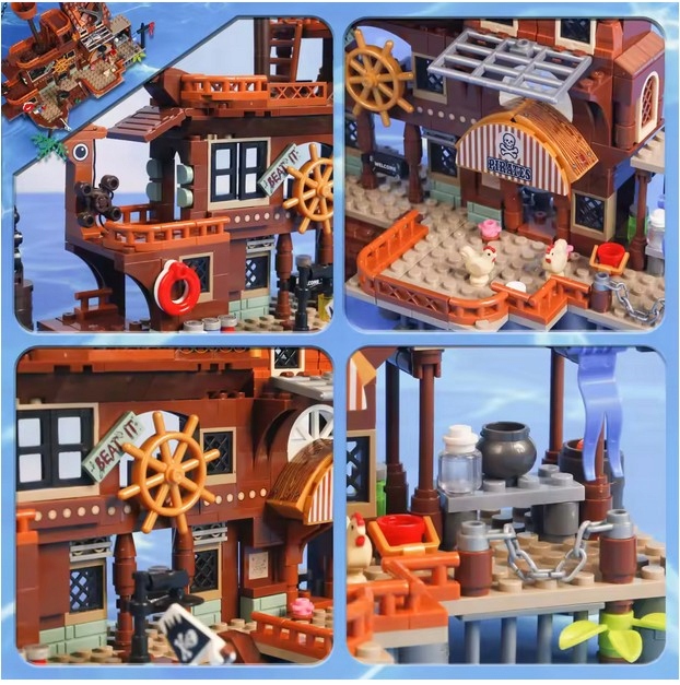 Zestaw klocków WYSPA PIRACKA klocki konstrukcyjne WYSPA ZE STATKIEM