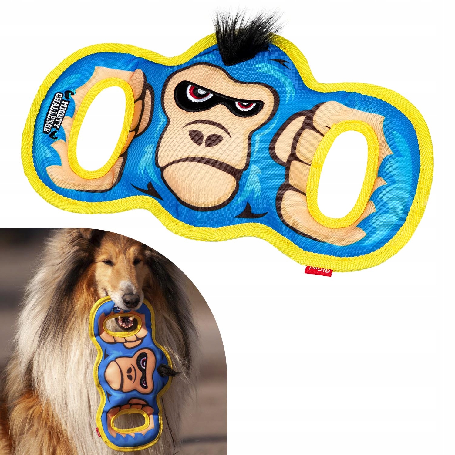 Levně Hračka pro velké psy Gorilla s pískátkem, bezpečná, odolná, 34 cm