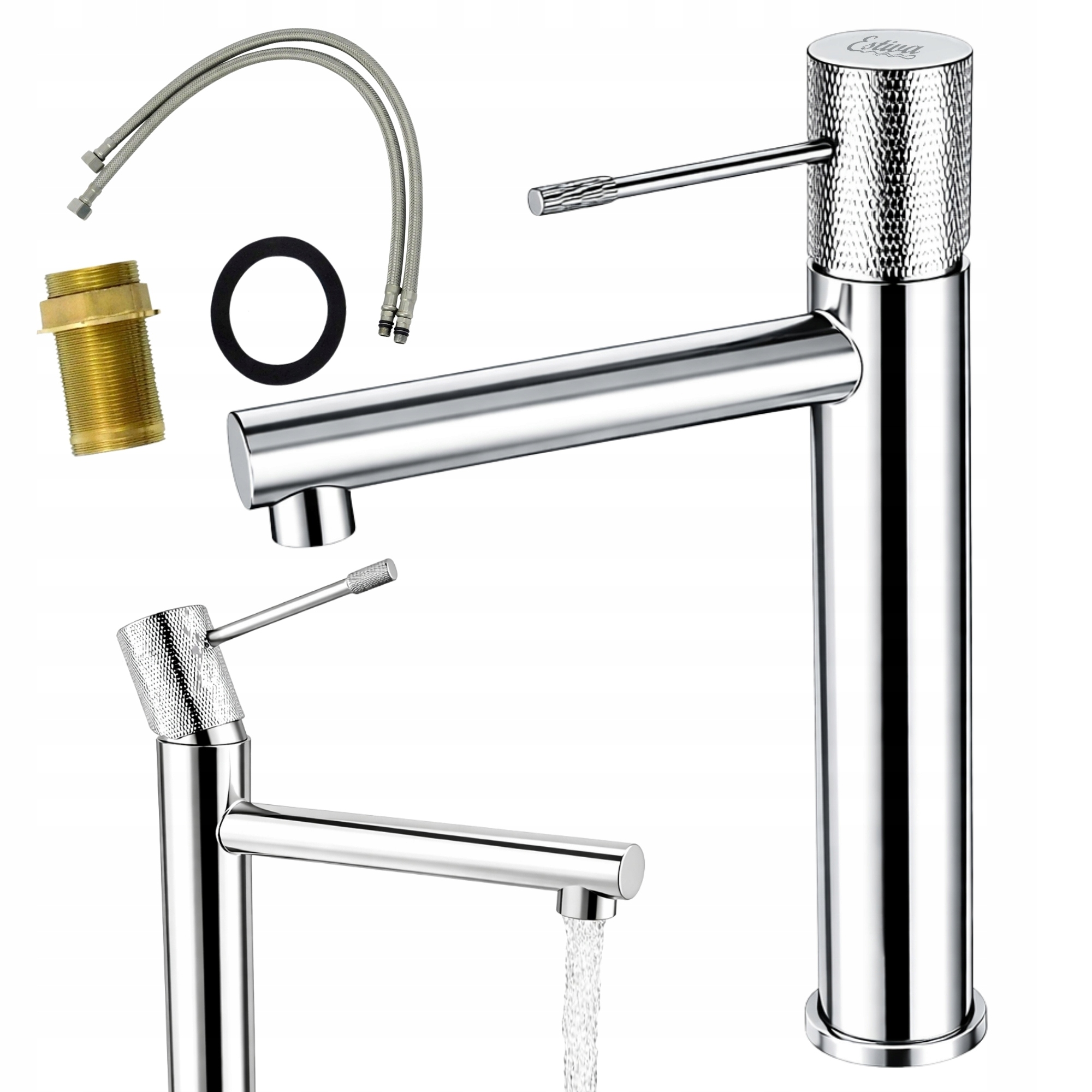 Bateria Umywalkowa Nablatowa stojąca Wysoka 30 Chrom na blat Estiva Rinda