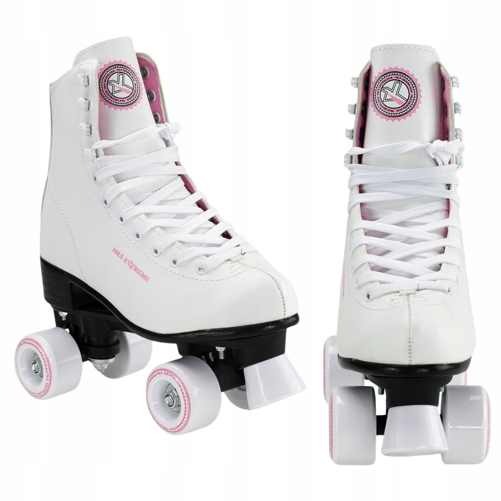 Kolečkové Brusle Klasické Retro Bílé Rekreační Šněrovací Nils