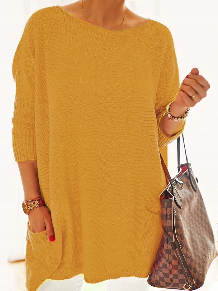 Velký oversize svetr plus size Nobis – hořčice