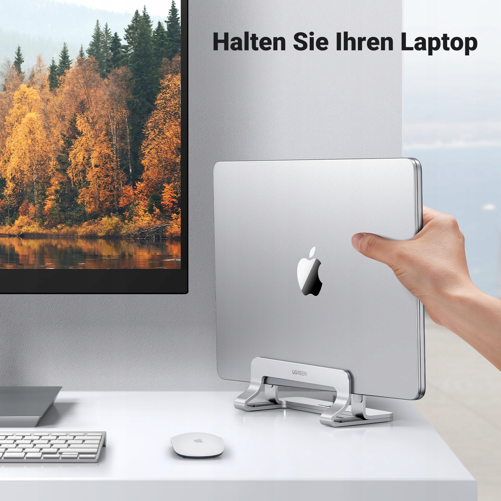 UGREEN Pionowy Aluminiowy Stojak Uchwyt Na Laptopa Srebrny — miniatura 2