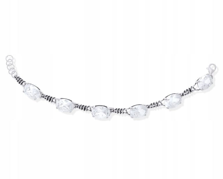 Dámský stříbrný náramek s velkými kameny 925, originální