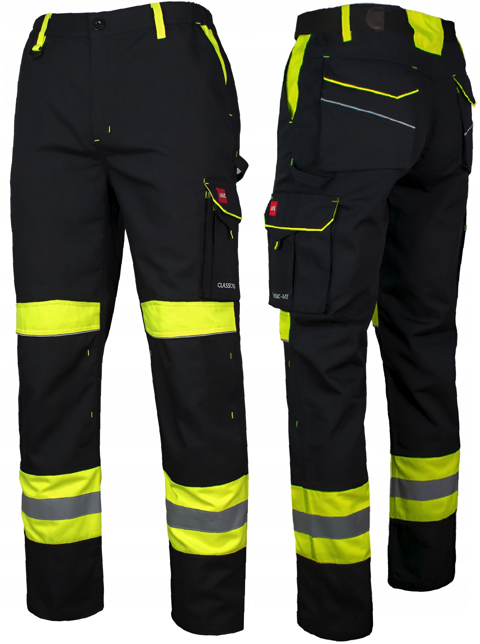 SPODNIE ROBOCZE monterskie DO PASA mocne szwy ODBLASK