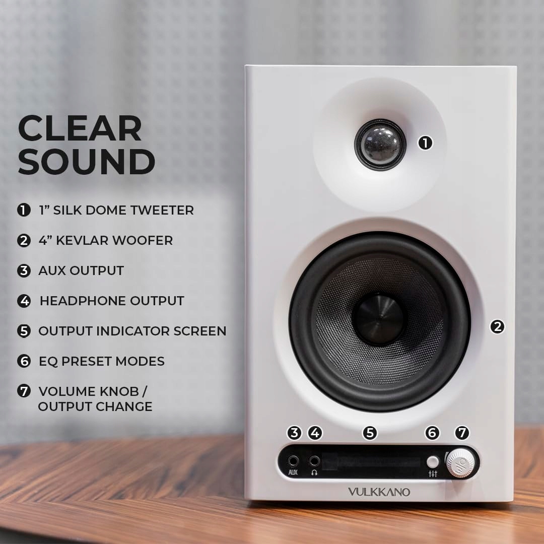 VULKKANO PRO4 Monitory Studyjne 4" Woofer Bluetooth TRS RCA AUX EQ — miniatura 4