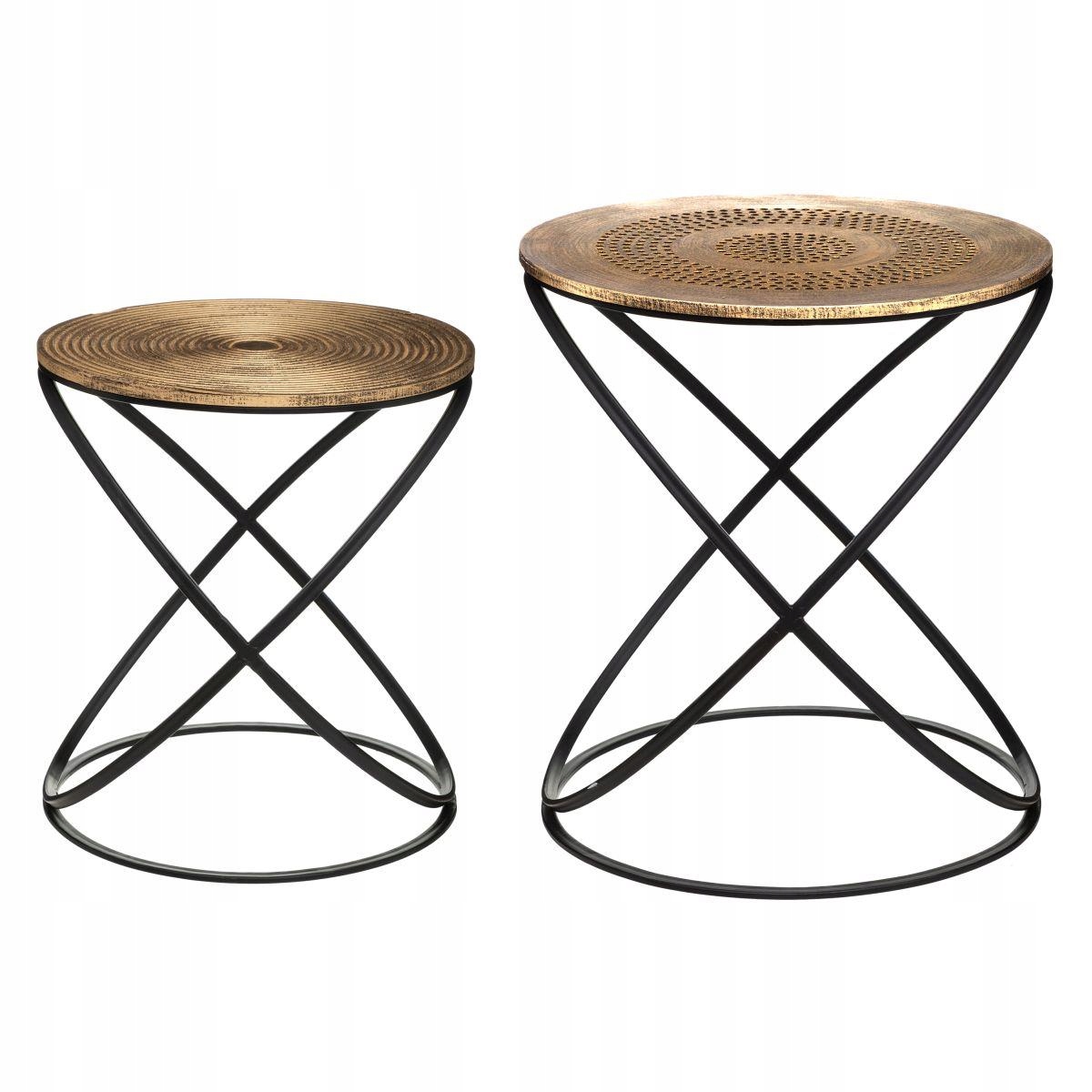 Sada konferenčných stolíkov 2x okrúhly stolík Boho