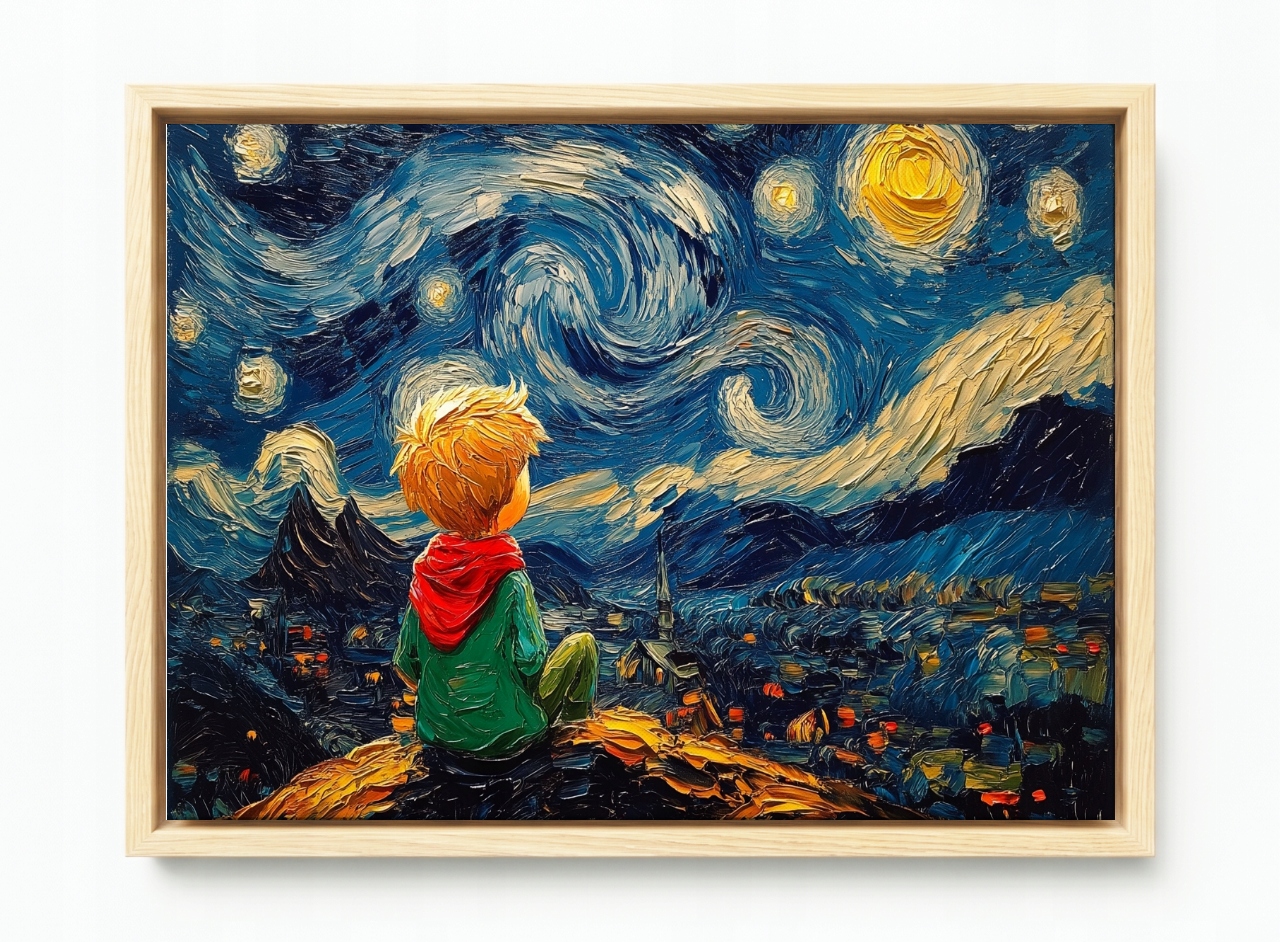 Obraz Rám Americký Box Malý Princ Hvězdná Noc Van Gogh Styl 120x80