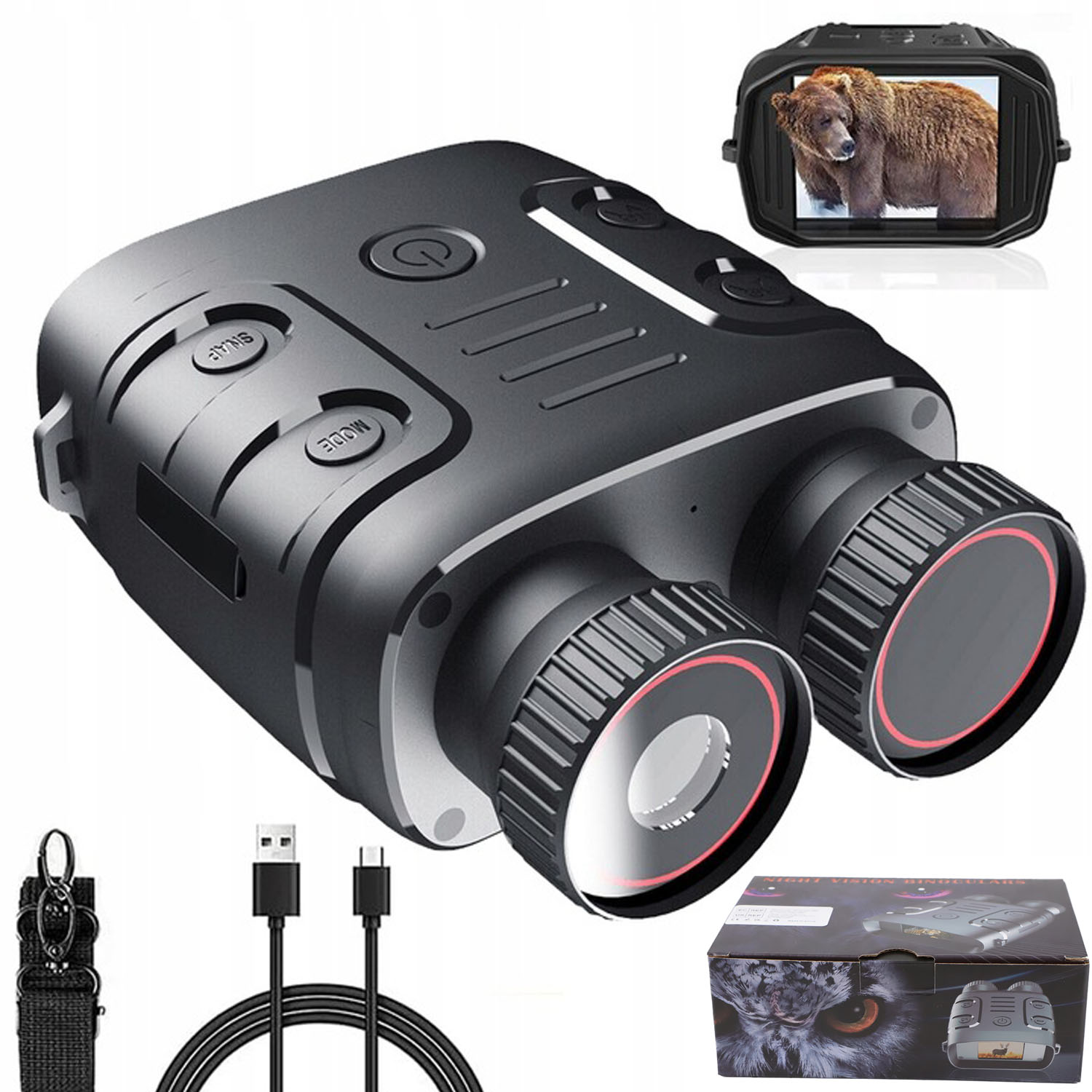 Noktowizor lornetki Fhd 1080P, 5x Zoom, Ir 7-stopniowy, 800m w ciemności