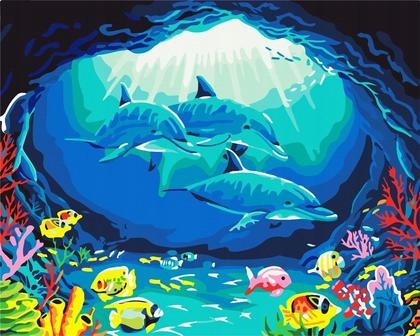 Malování podle čísel Rodina delfínů 40x50cm /ArtiFly