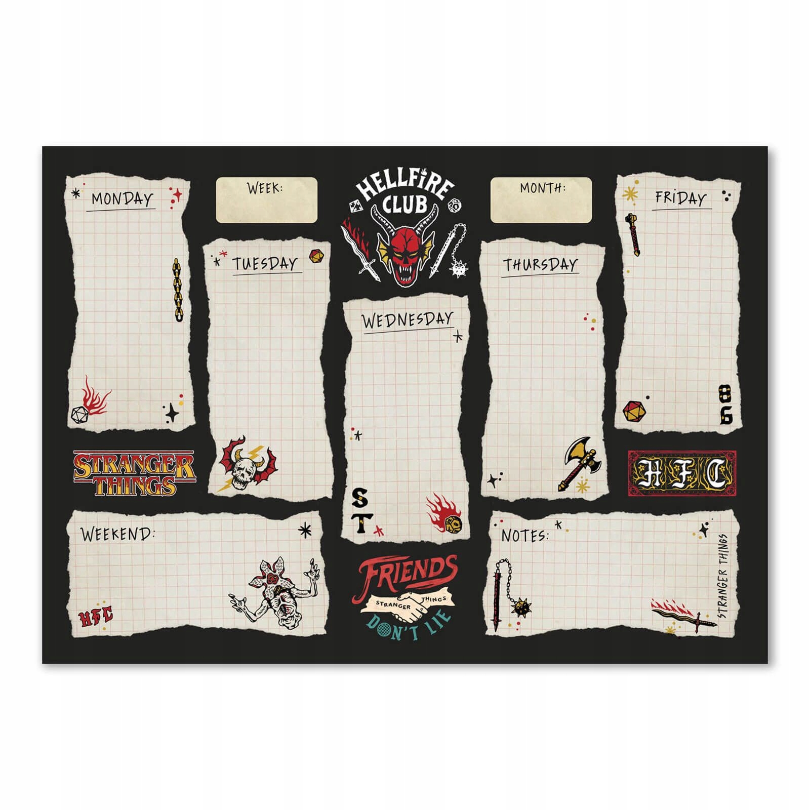 

Plan lekcji planer tygodniowy A4 Stranger Things