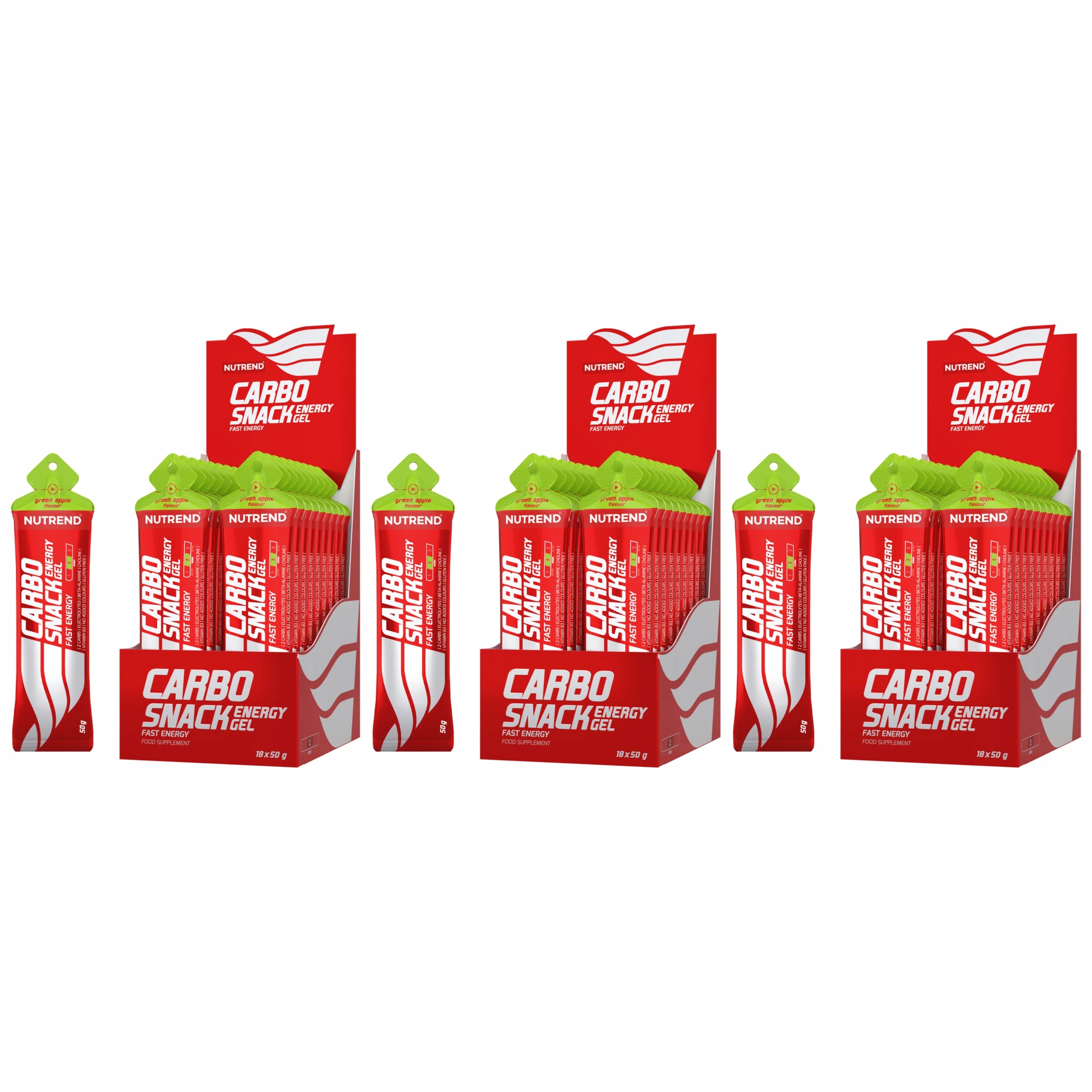 3x Energetický Gel Carbosnack 31g Sacharidy Beta-alanin 18x50g Nutrend