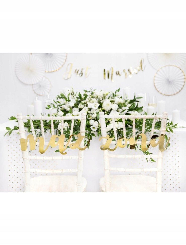 ZAWIESZKI NA KRZESŁA, ŚCIANKĘ MĄŻ ŻONA Złote 2 szt Wysokość produktu 13 cm