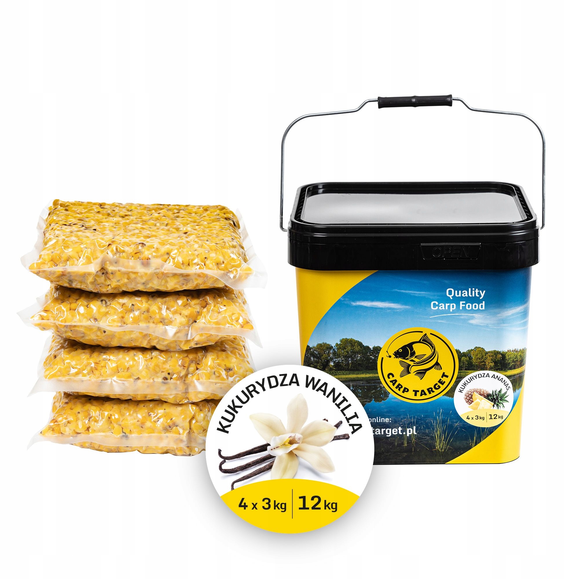 Kukuřice Na Ryby Vanilka Návnada 12 kg (4x3 kg) Kbelík 17 l