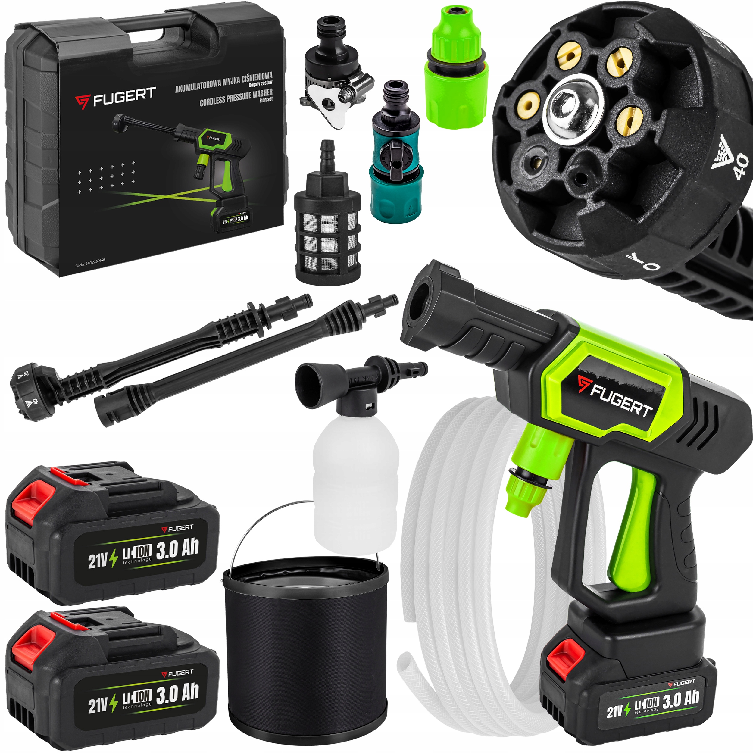 Myjka Ciśnieniowa Akumulatorowa Bezprzewodowa 2XAKU 21V Multi Dysza Walizka