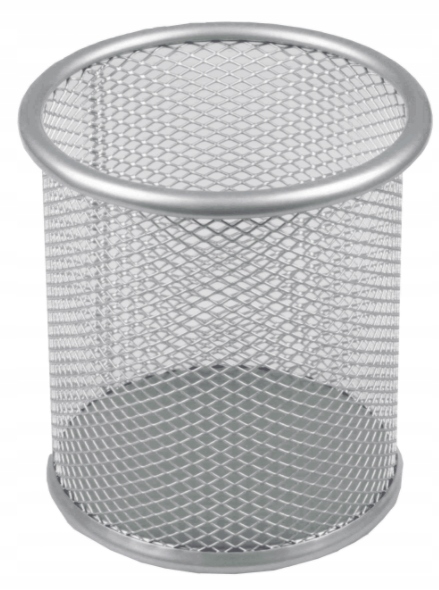 

Przybornik kubek na długopisy siatka srebrny