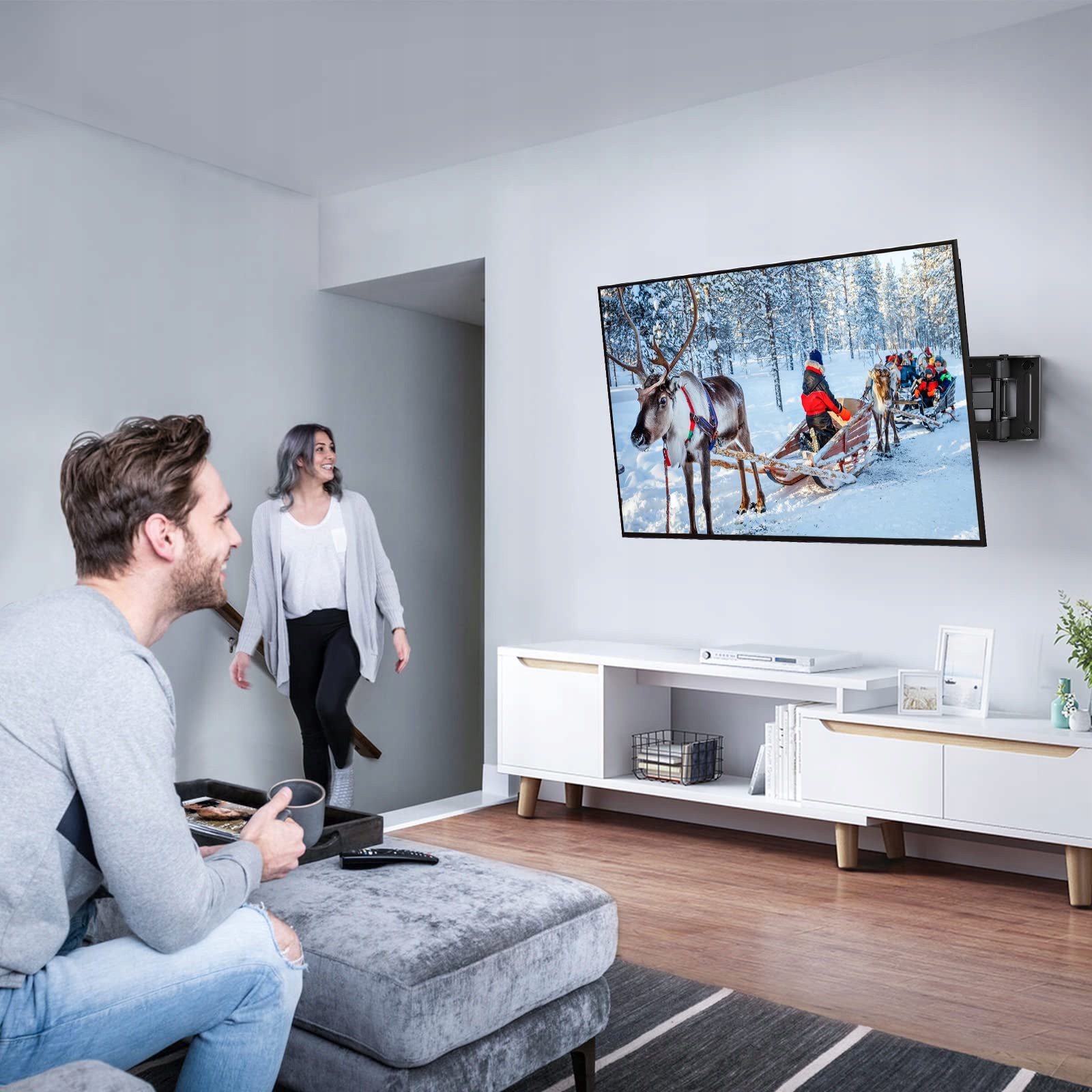 PERLESMITH Uchwyt TV Ścienny 26-65 Cali 45kg VESA 400x400 — miniatura 8