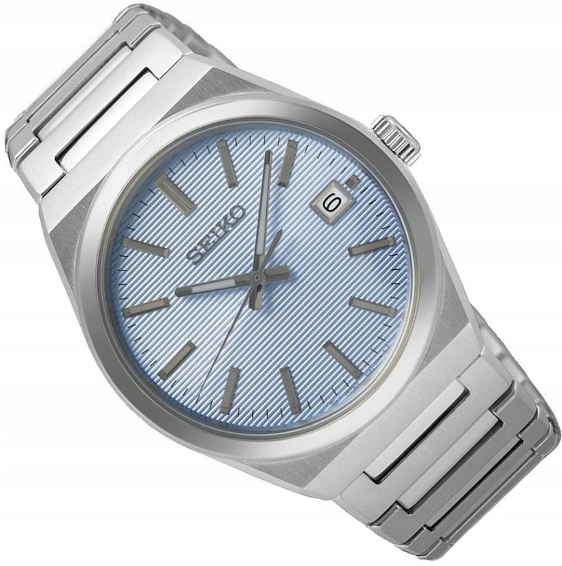 Zegarek Męski Seiko SUR599P1 Błękitny Z Datą Szafirowe Szkło WR100 Ø38,9mm