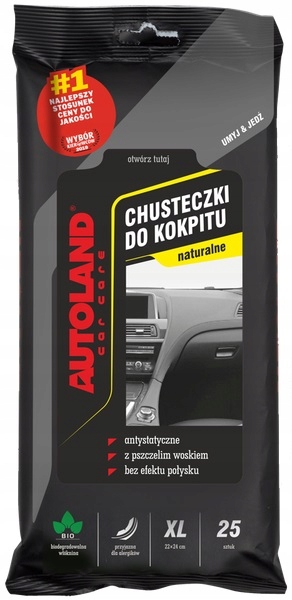 Autoland chusteczki do kokpitu Matowe Naturalne biodegradowalne XL