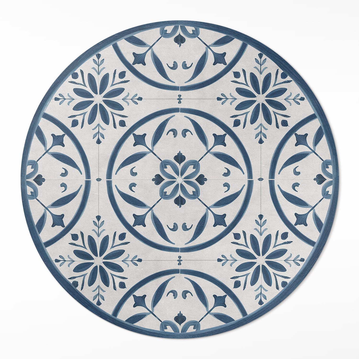 Okrúhly Behúň Vinylový Jemný plytký portugalský vintage štýl ⌀ 150 cm