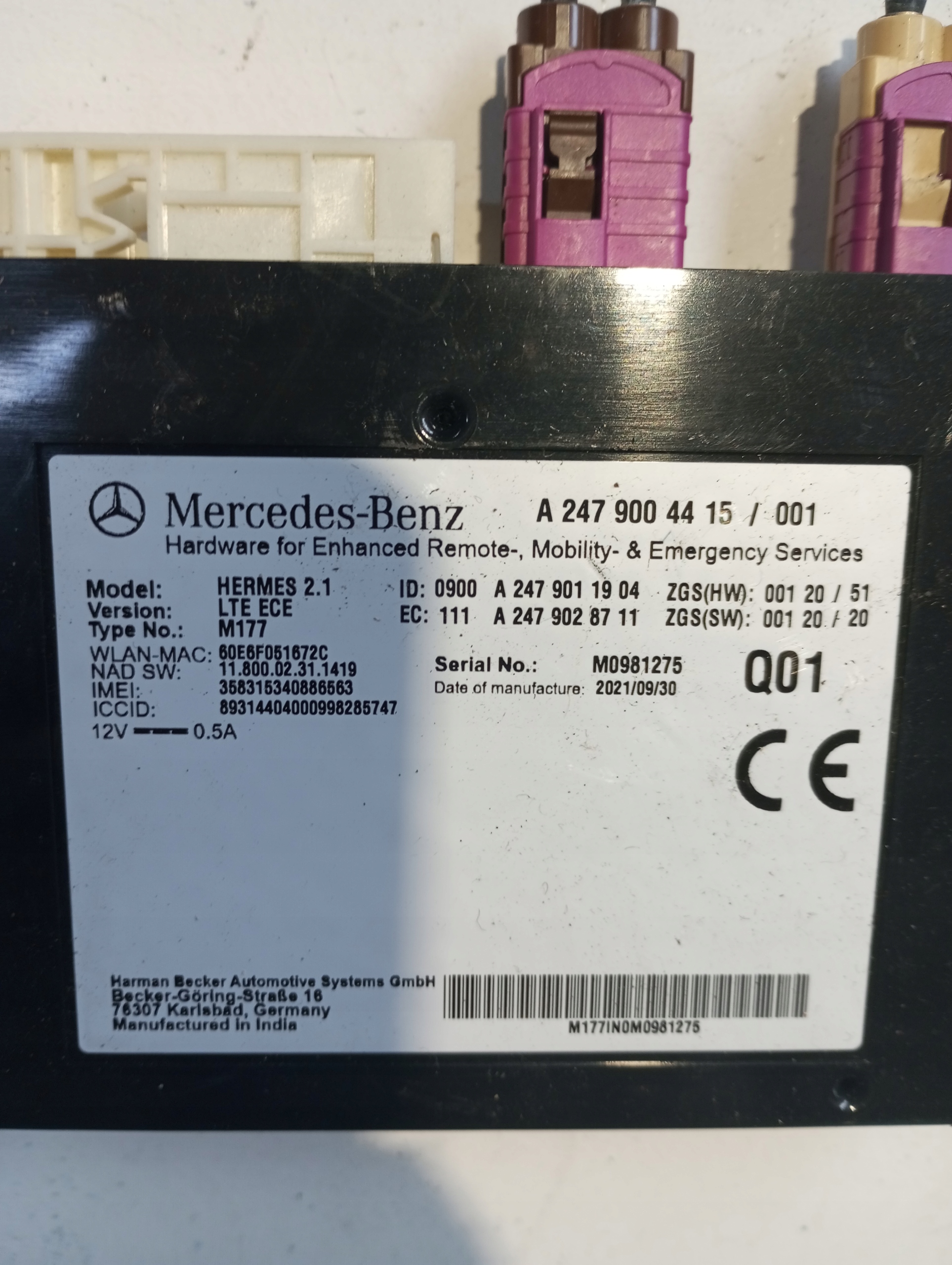 module TELEMATIC MERCEDES W247 A2479004415