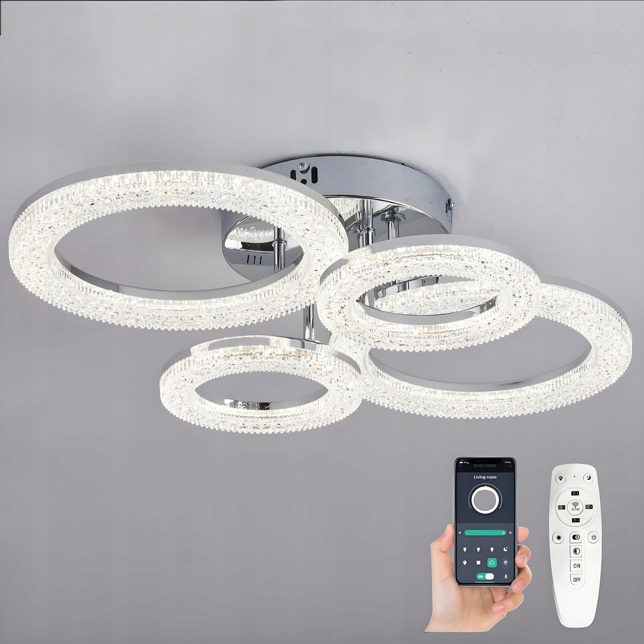 LAMPA SUFITOWA KRYSZTAŁOWA GLAMOUR WISZĄCA ŻYRANDOL PLAFON LED + PILOT 61W