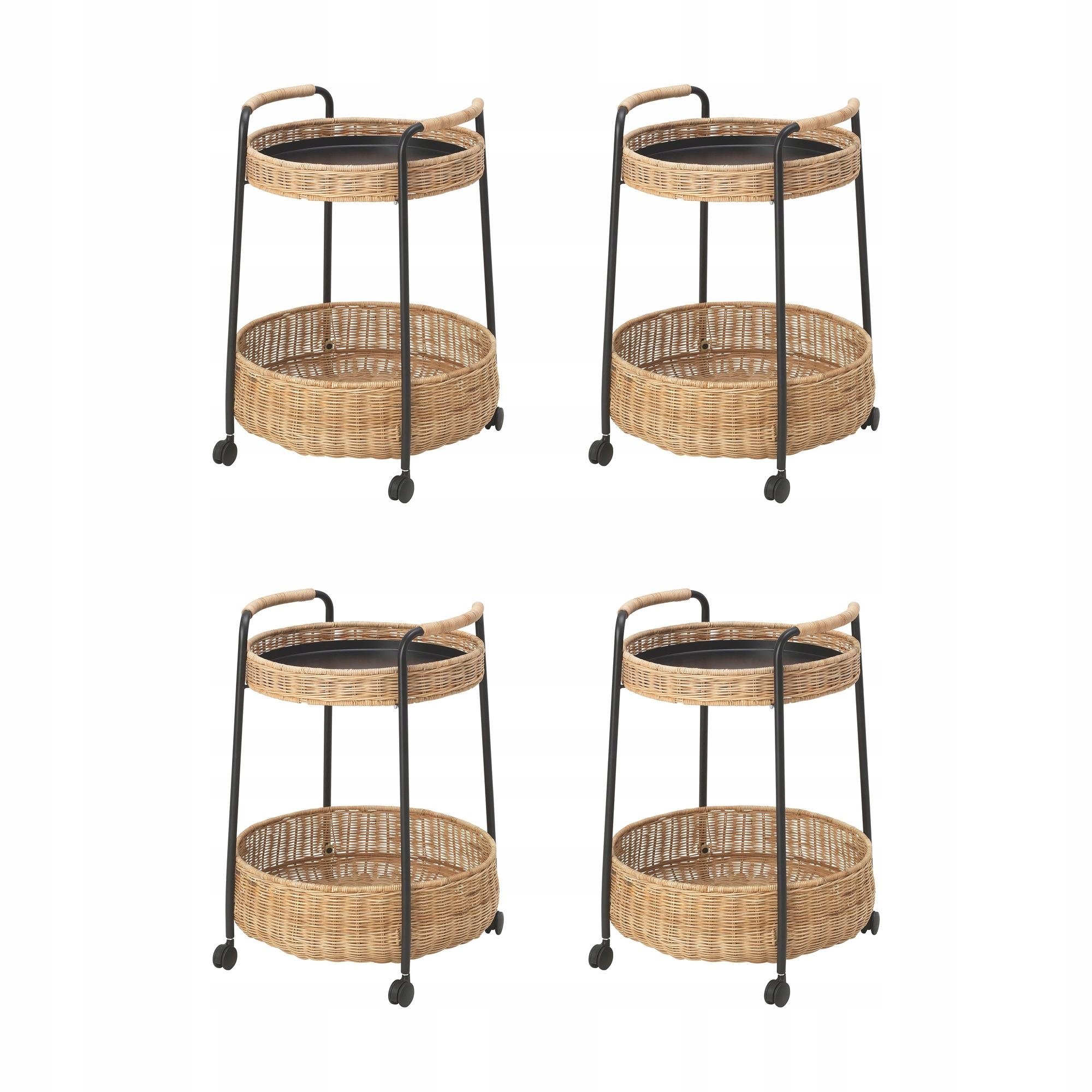 4 szt. Lubban Stolik na kółkach/schowek rattan/antracyt