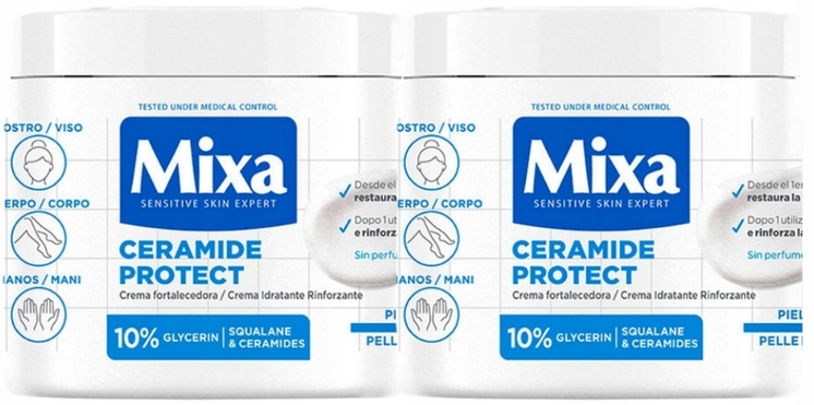 2x Mixa Ceramide Protect hydratační balzám na obličej rukou a těla 400 ml