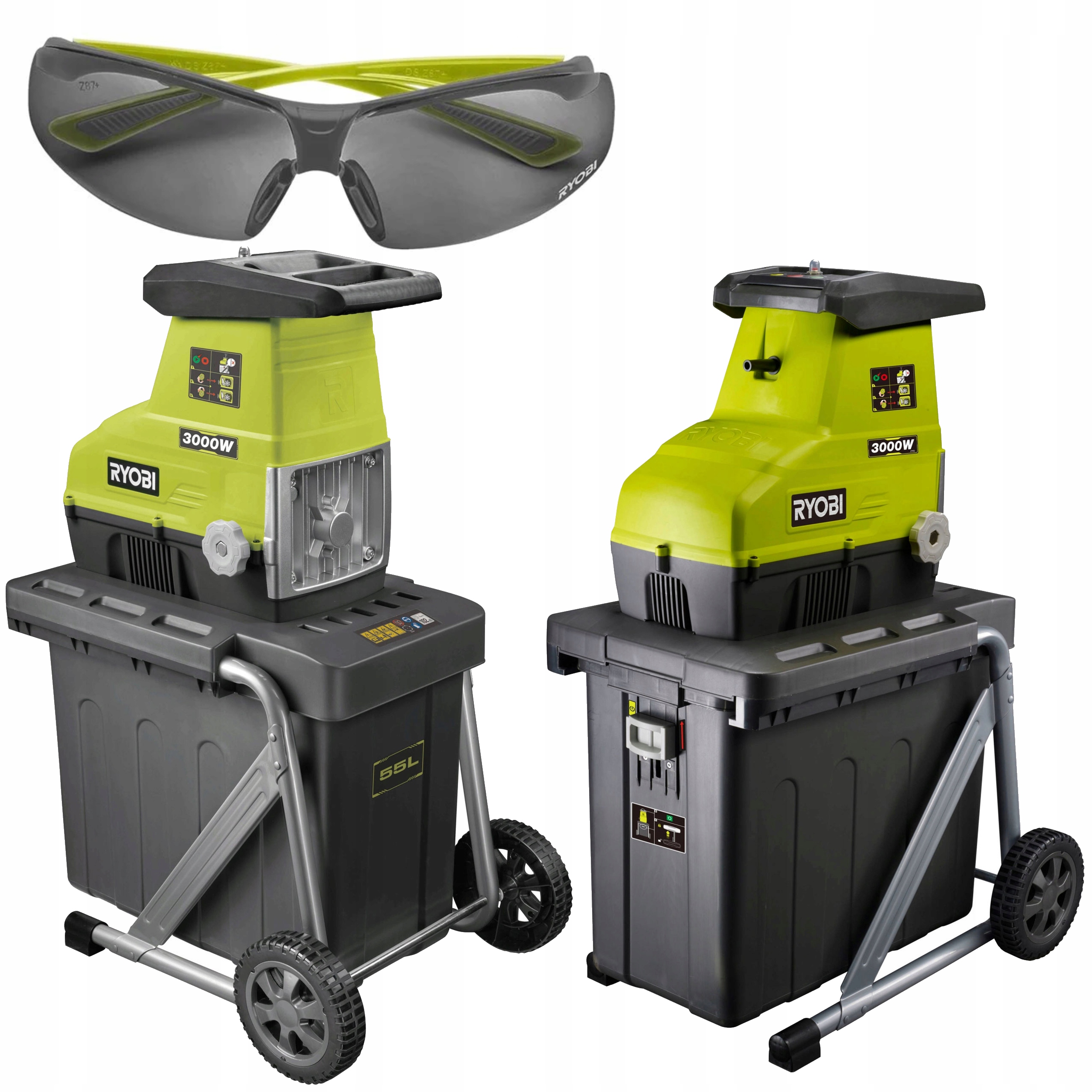 Ryobi Tichý drvič 3000 W+ryobi Tónované ochranné okuliare Darček