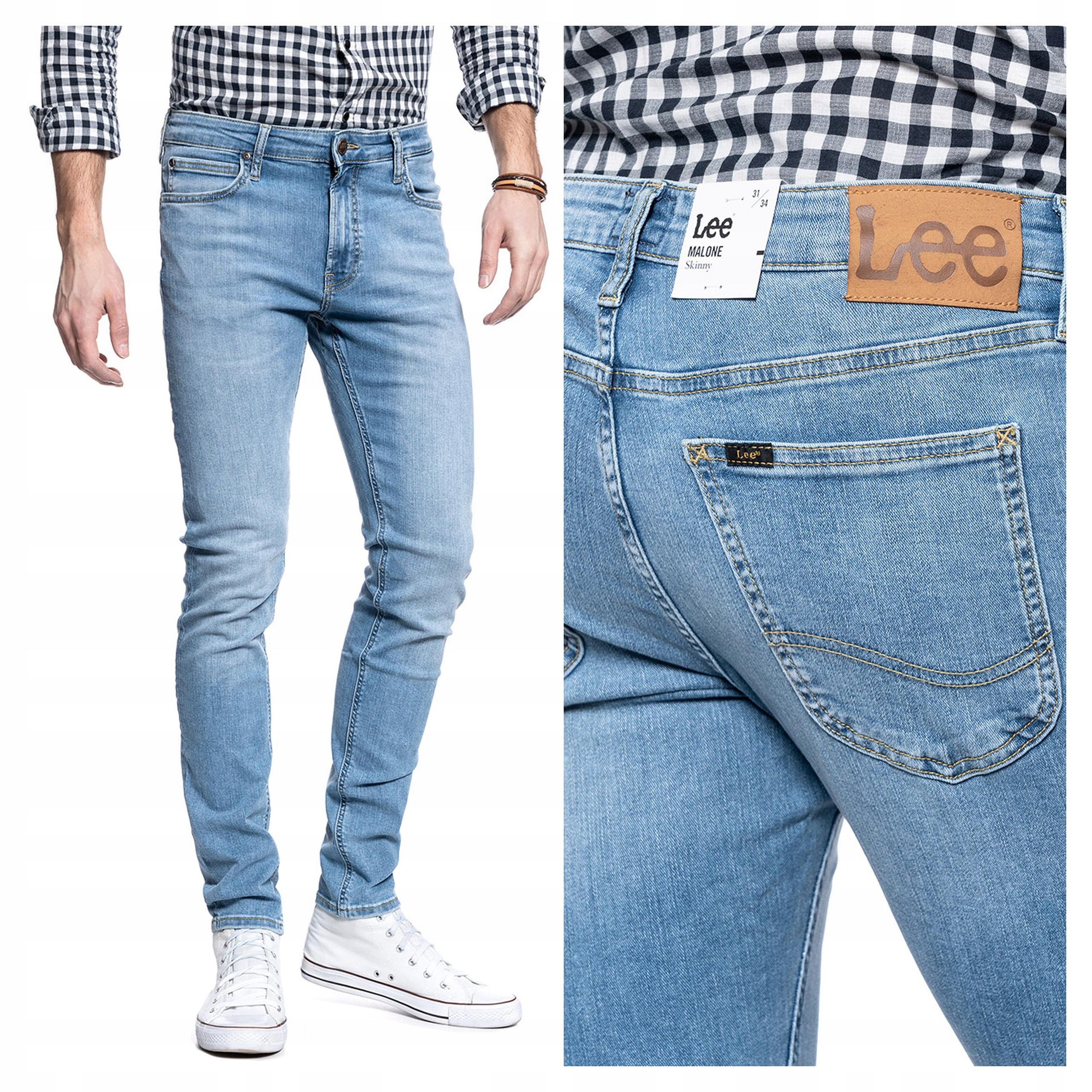 Pánské kalhoty Lee Malone Skinny Fit Jeans Trubky Modré W34 L32