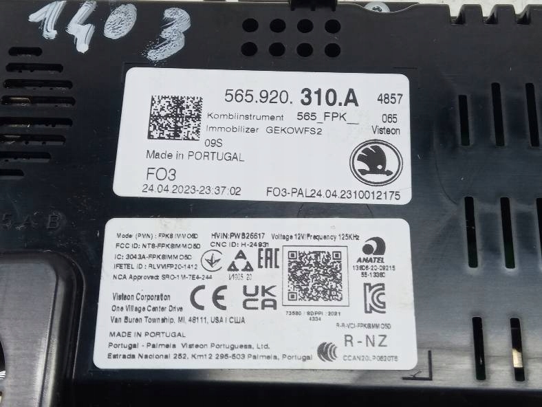 dials 565920310A Skoda Karoq and (2017-)