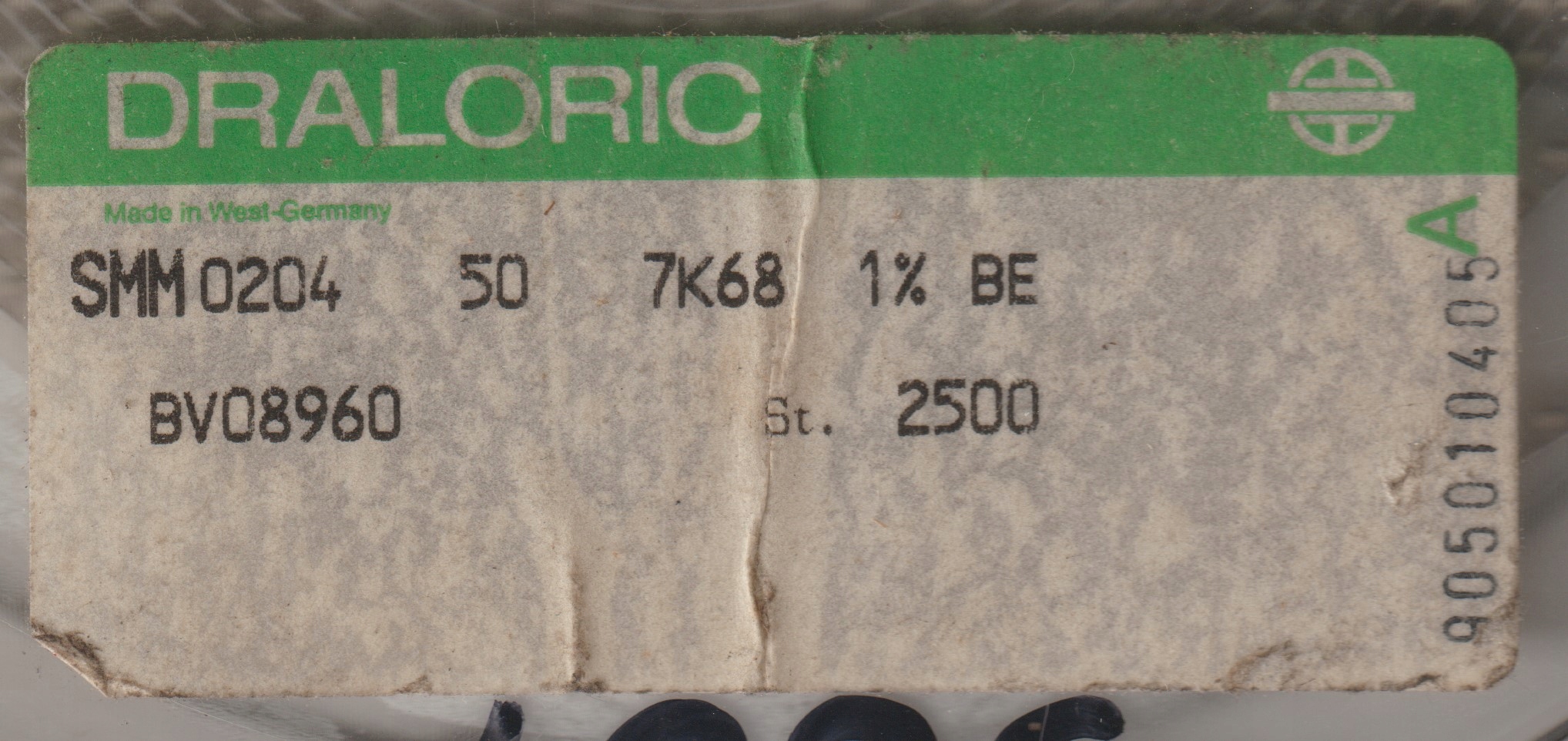 [100szt] 7K68 1% 50ppm rezystor Smd minimelf SMM0204 Draloric low noise