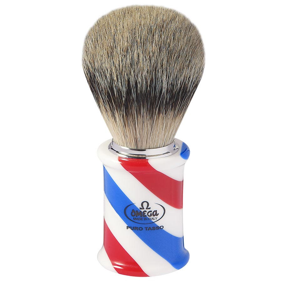 Omega Barber Pole Štětec na holení s jezevčími štětinami 6735 Stylový vzhled