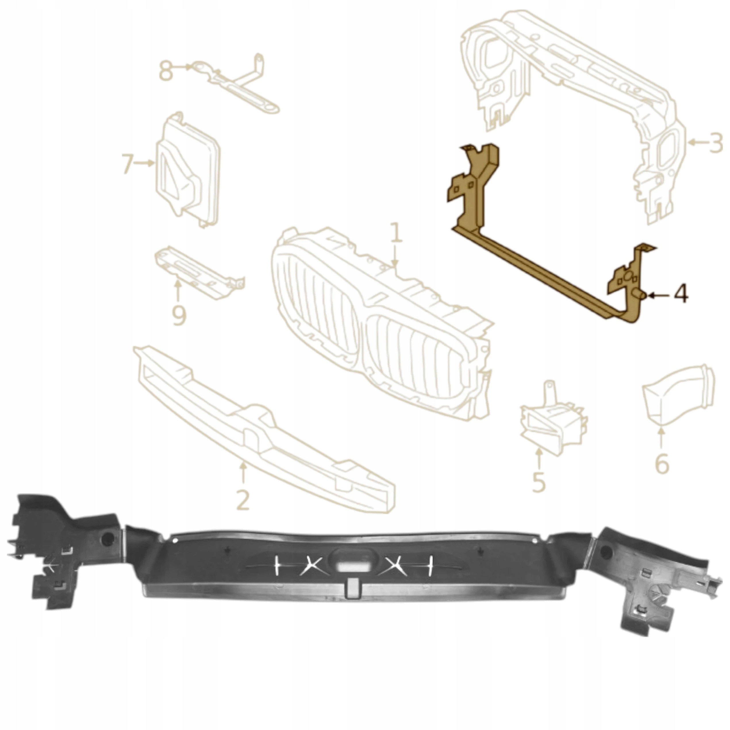 Kanál Přívodu Volant Vzduchu Spodní 51747421678 Bmw X5 X6 G05 G06 G07 18-