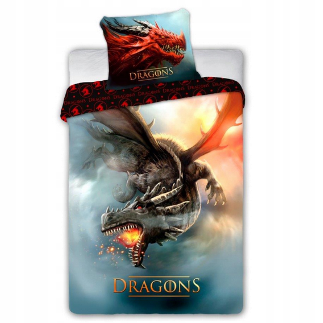 Povlečení Bavlněné Ohnivý drak Dragons 160x200 Dynamický potisk