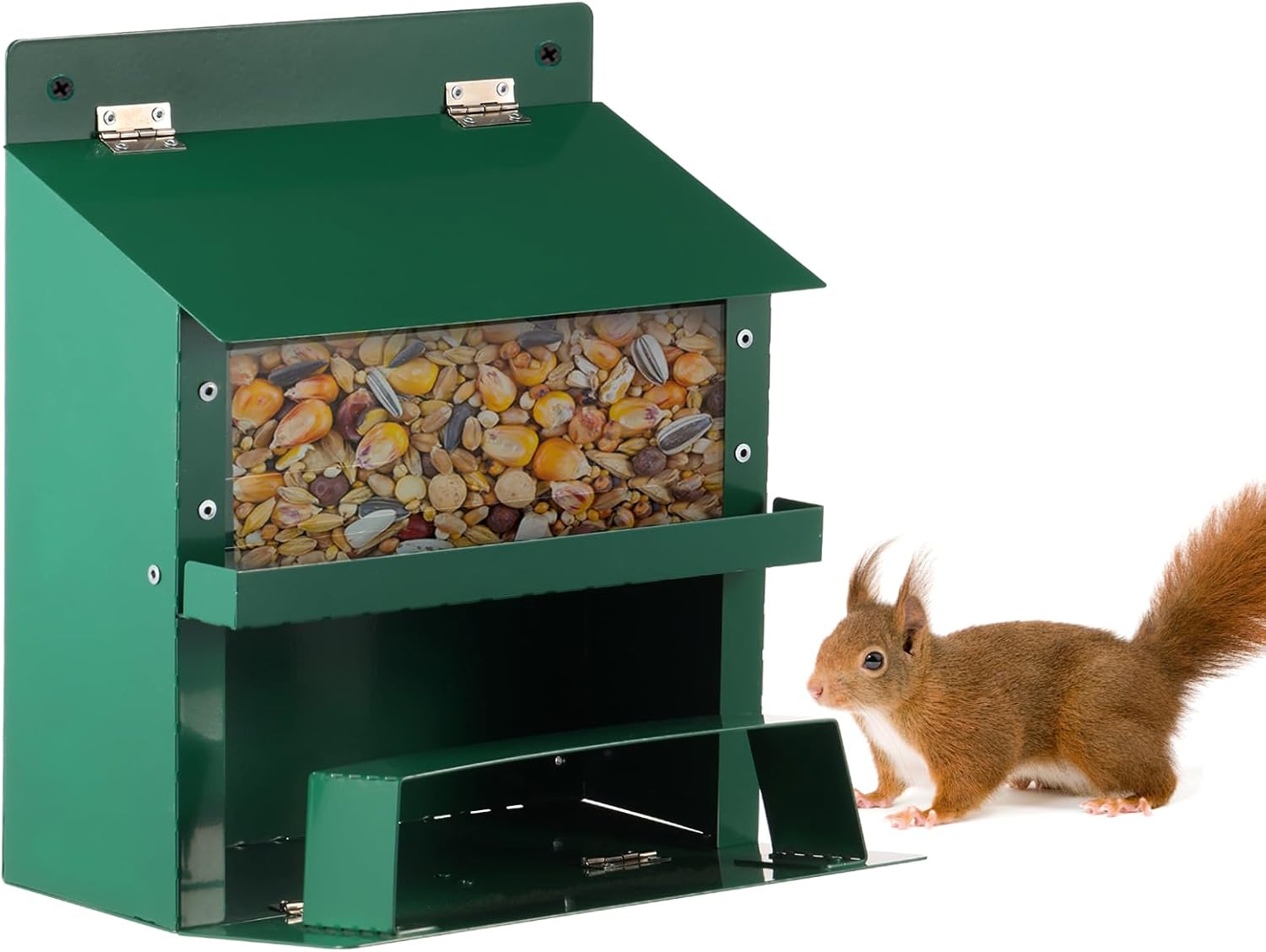 Levně Podavač pro veverky Zelený Kovový Odolný vůči povětrnostním podmínkám