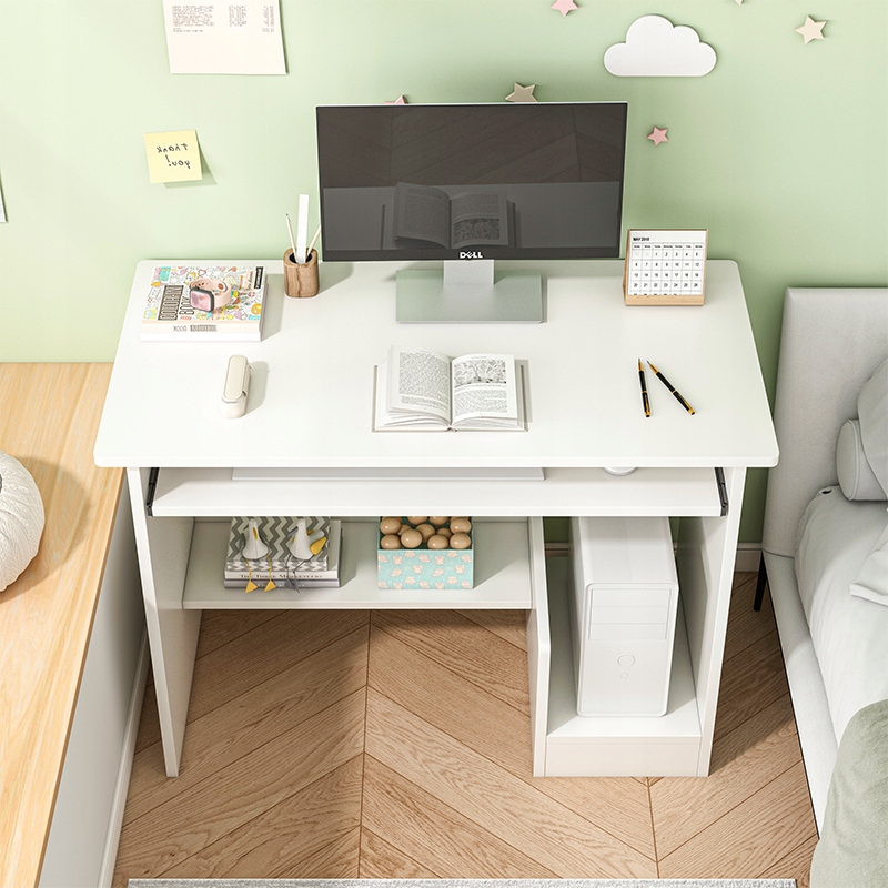 MODERNÝ BIELY POČÍTAČOVÝ STÔL S POLICAMI A ZÁSUVKOU PRE MLÁDEŽ Kód výrobcu BIURKO KOMPUTEROWE STOLIK BIAŁE MŁODZIEŻOWE