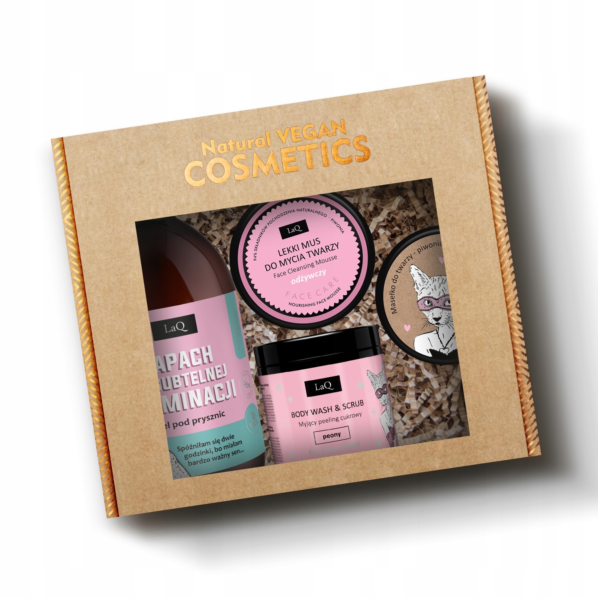 Sada dámských kosmetických přípravků sprchový gel s máslem a peelingem Pivoňka LaQ