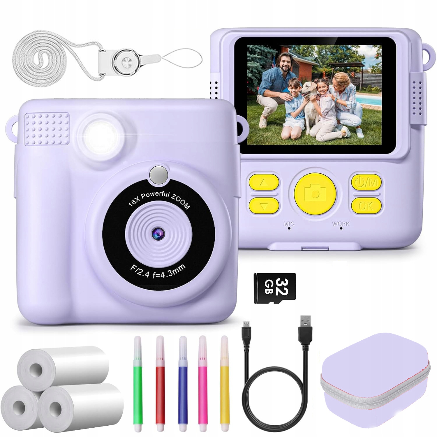 Instantní Digitální Fotoaparát Pro Děti S Tiskárnou 32GB Karta Rolky