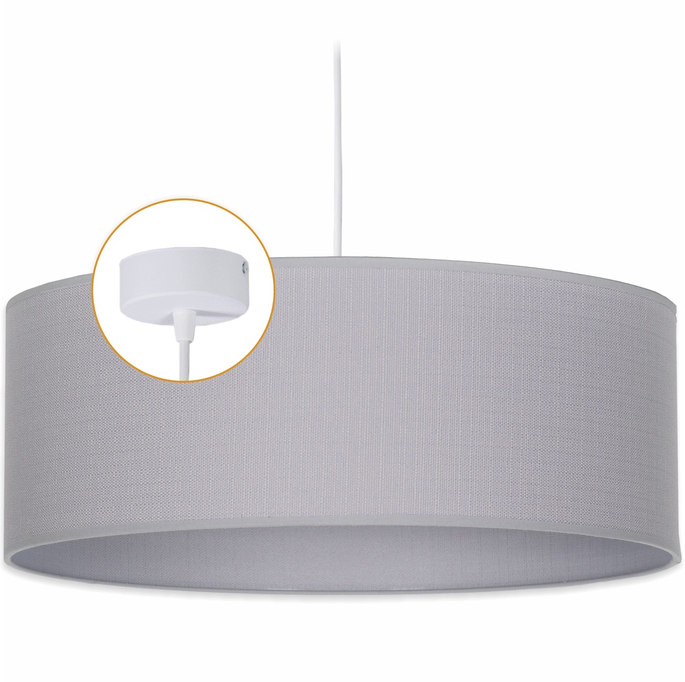Závěsná lampa Cerlux šedá Vlora s látkovým stínítkem 50 cm Klosz 1x E27