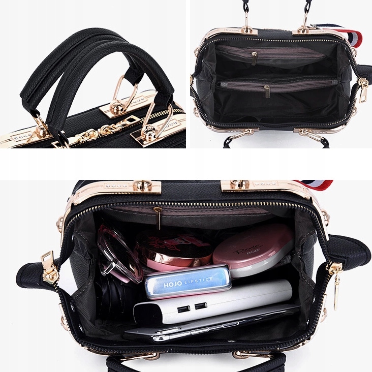 Torebka damska Kuferek Usztywniany z Uroczym Brelokiem Misiem szara Styl miejski