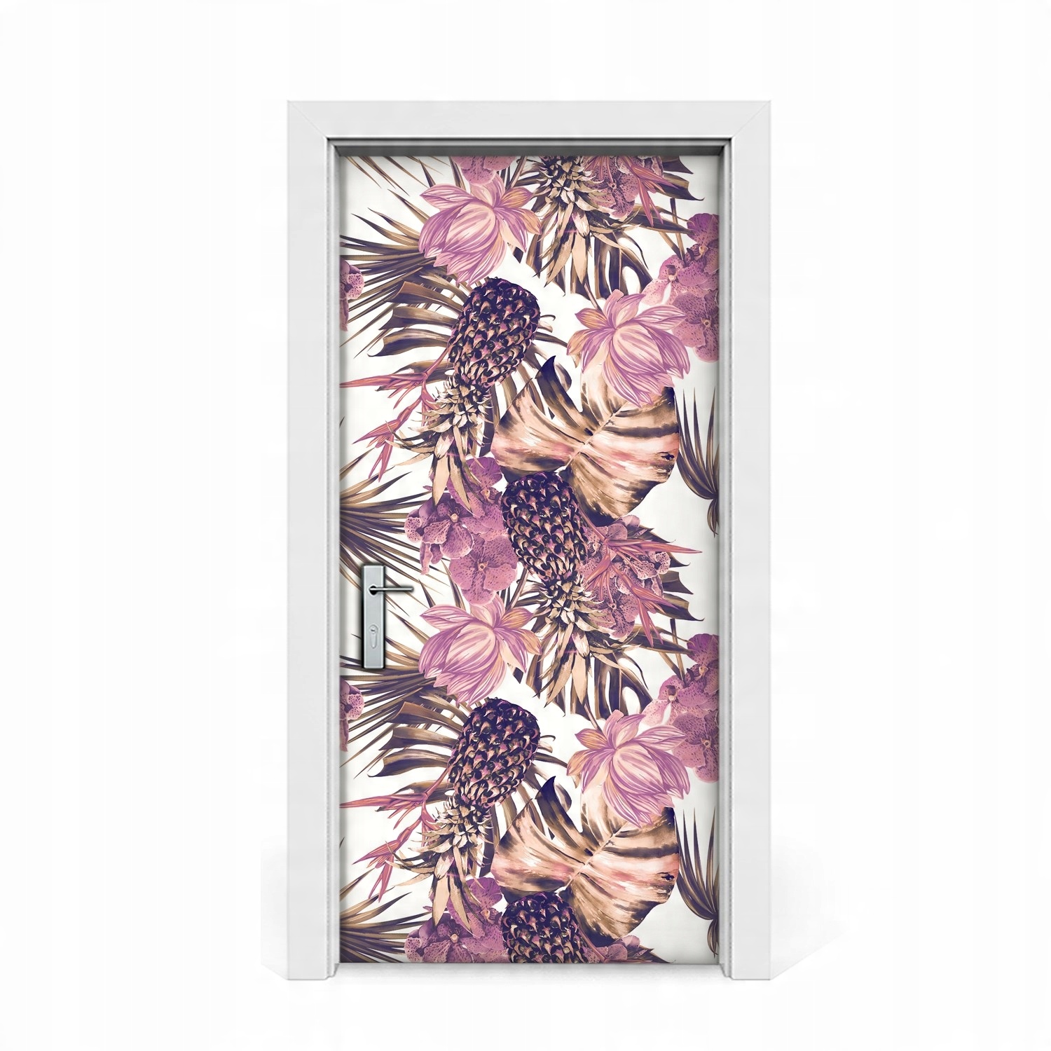 

Naklejka na drzwi Ananas z wzorem kwiatów 95x205
