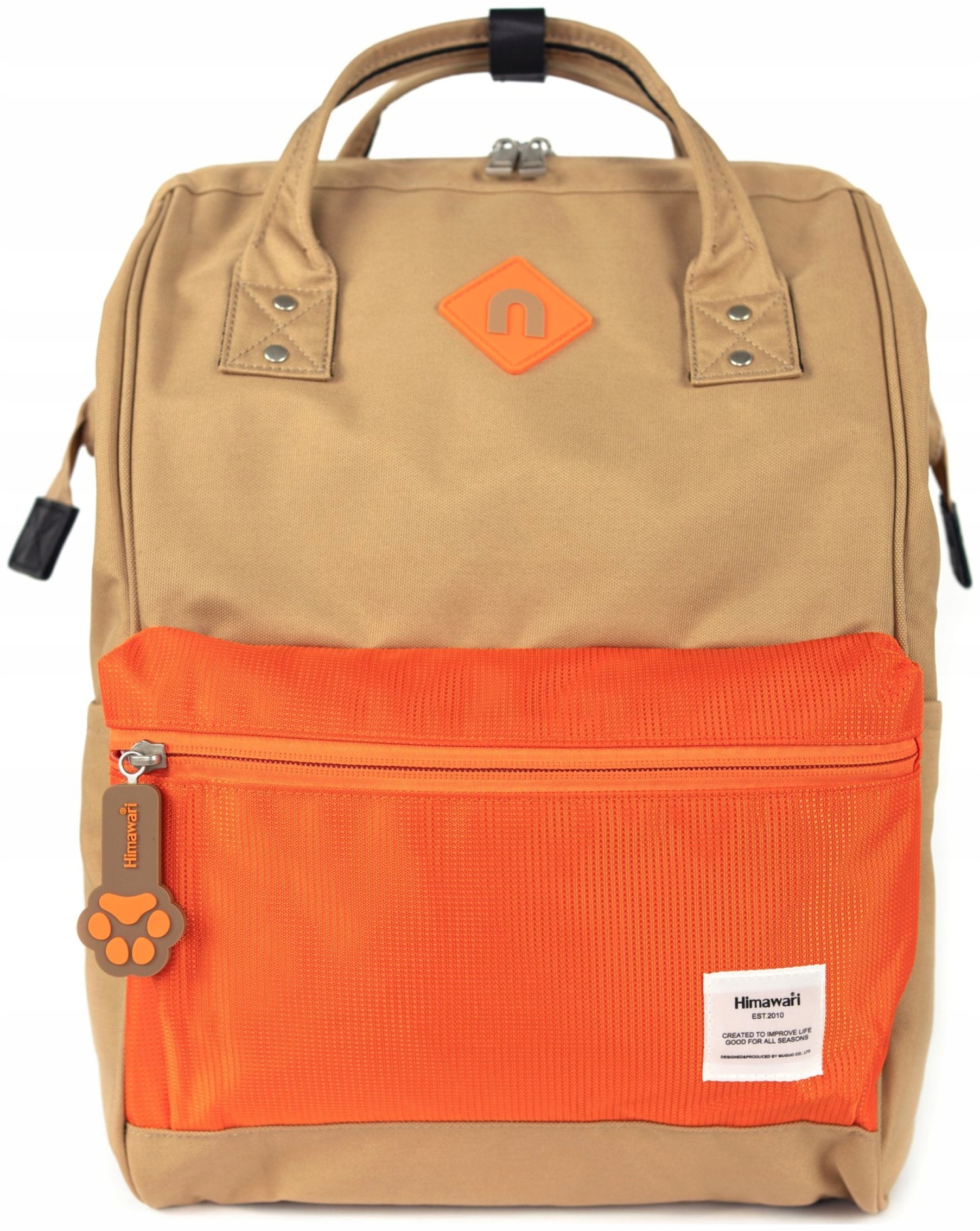 Batoh na notebook Himawari Kitten M prostorný, multifunkční, světle hnědý